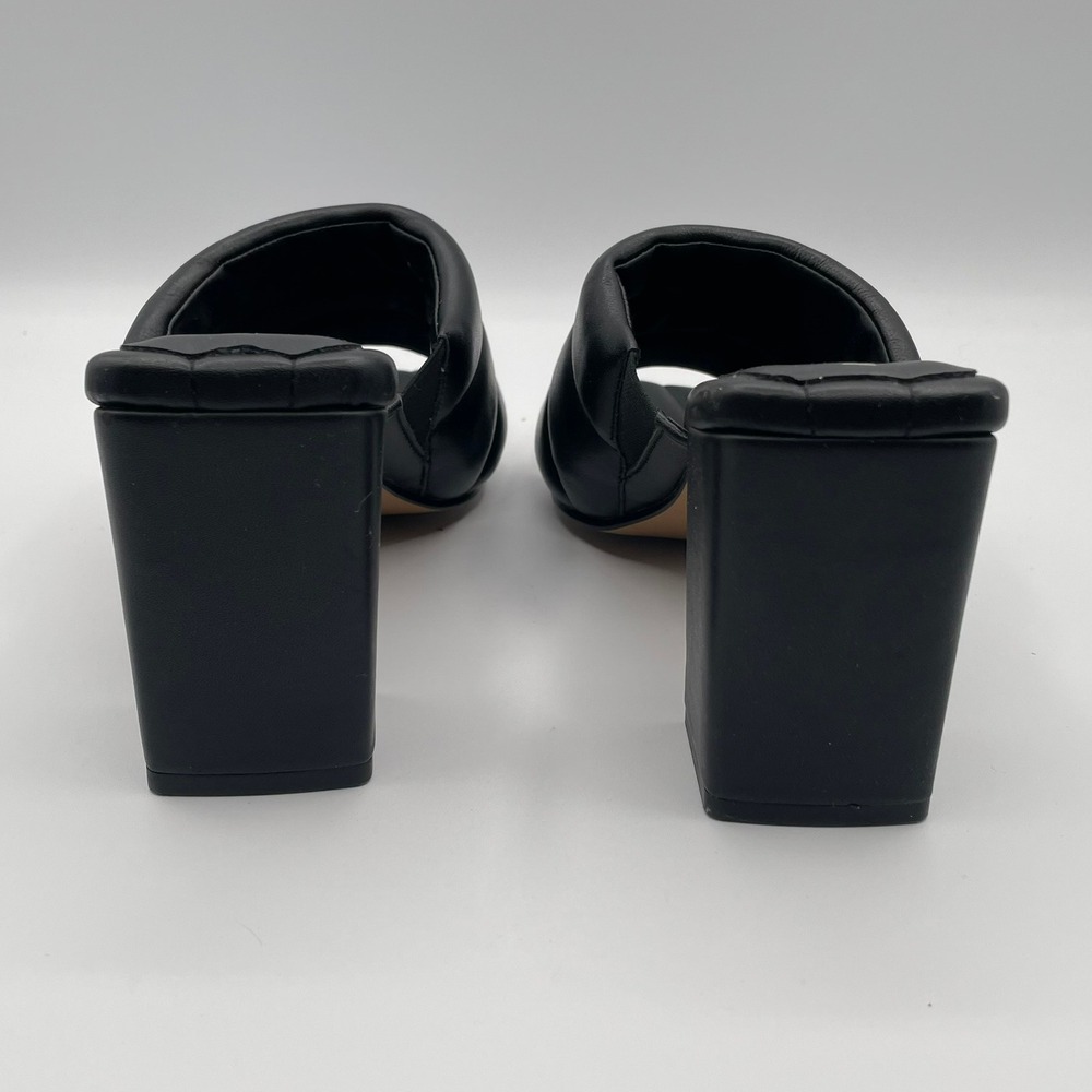 Lisa Vicky Black Padded Square Toe Block Heel Mules Womens 7 Funky Formal Unique - Picture 3 of 6